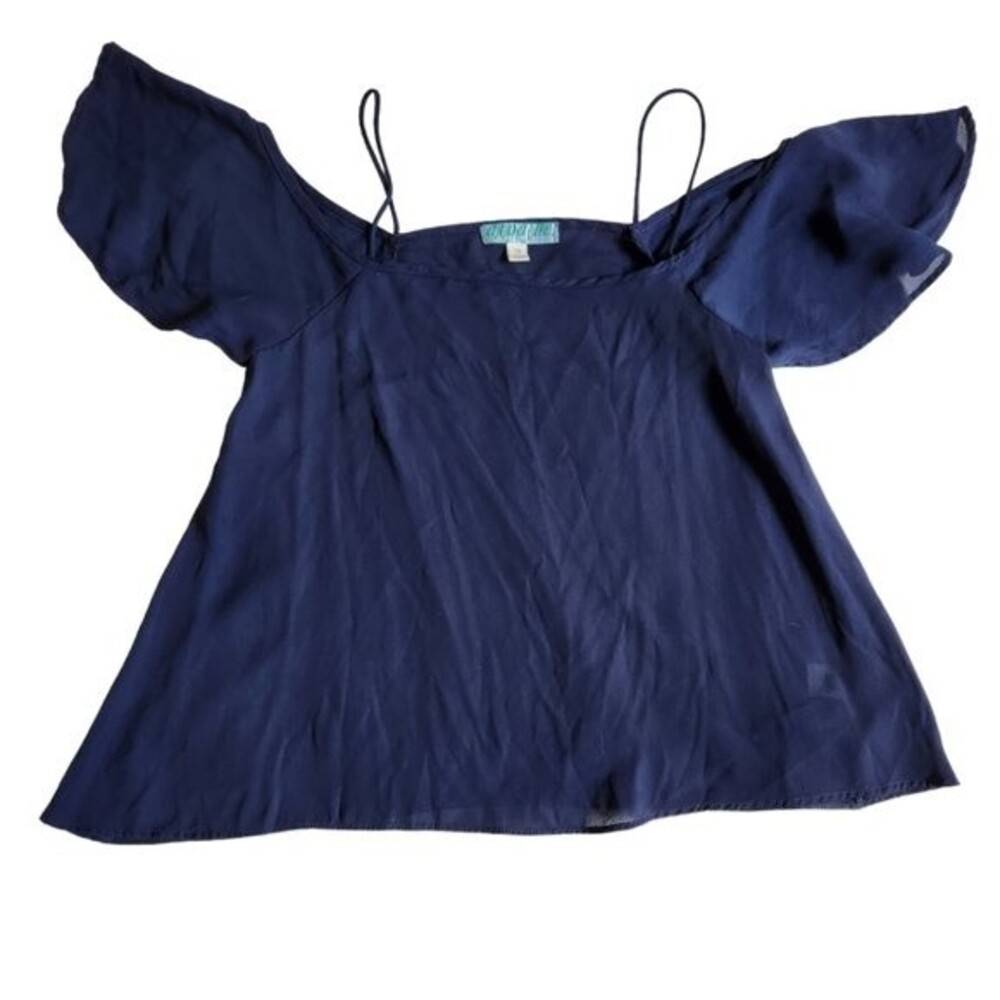 Dina Be Navy Cold Shoulder Top Sz M